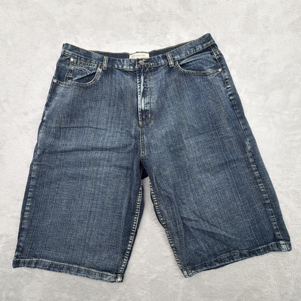 Y2K Brooklyn Express Mens Jean Shorts Size 42 Denim Pockets‎ Embroidered Baggy